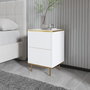 Hanah Home Mesilla de Noche, White, Gold - Elegante y Funcional, 40x60x35 cm